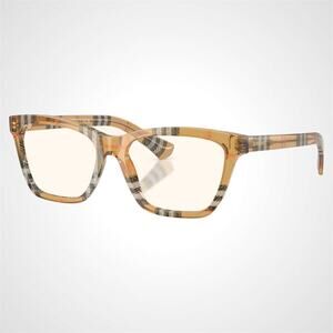 New Burberry Eyeglasses Brown Check Sand Square 52mm w/ Box & Case BURBERRY